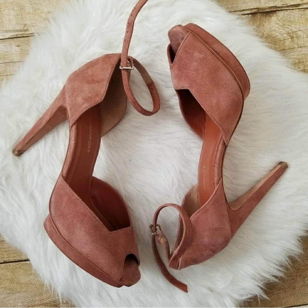 Rebecca Minkoff Suede Peep Toes Pumps Size 8.5